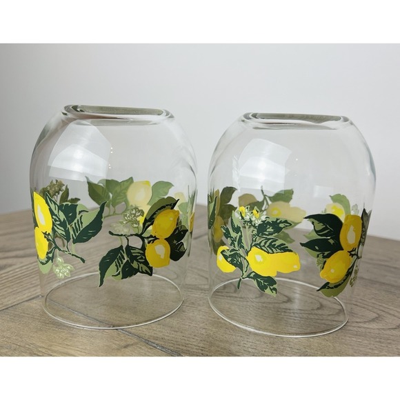 Set Of 2 Greenbrier Int'l Inc Lemon Glasses Beverage Drinking Juice 16oz Mexico - Picture 3 of 6